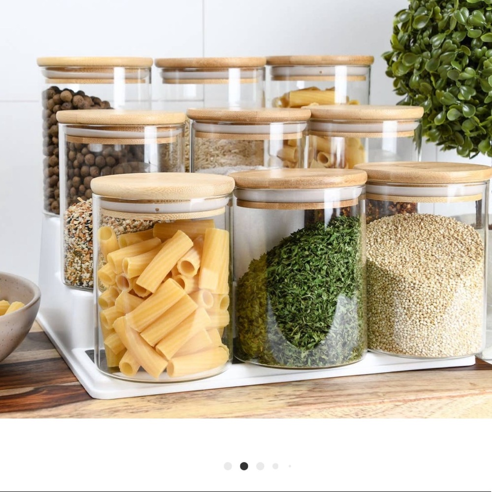 Bamboo Lid Glass Spice Jars - 18 oz.